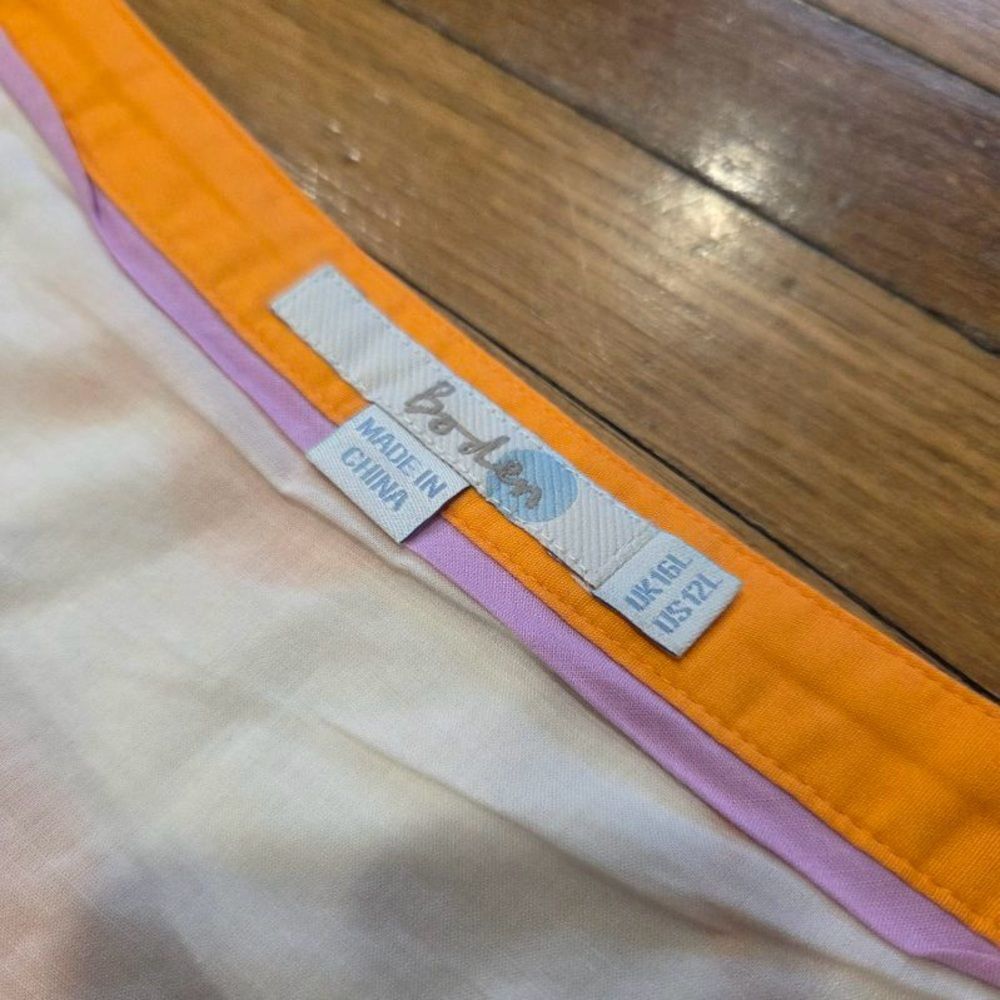 Boden Rare Apple Print Cotton Orange and White A-Line Skirt 12L - Picture 6 of 11